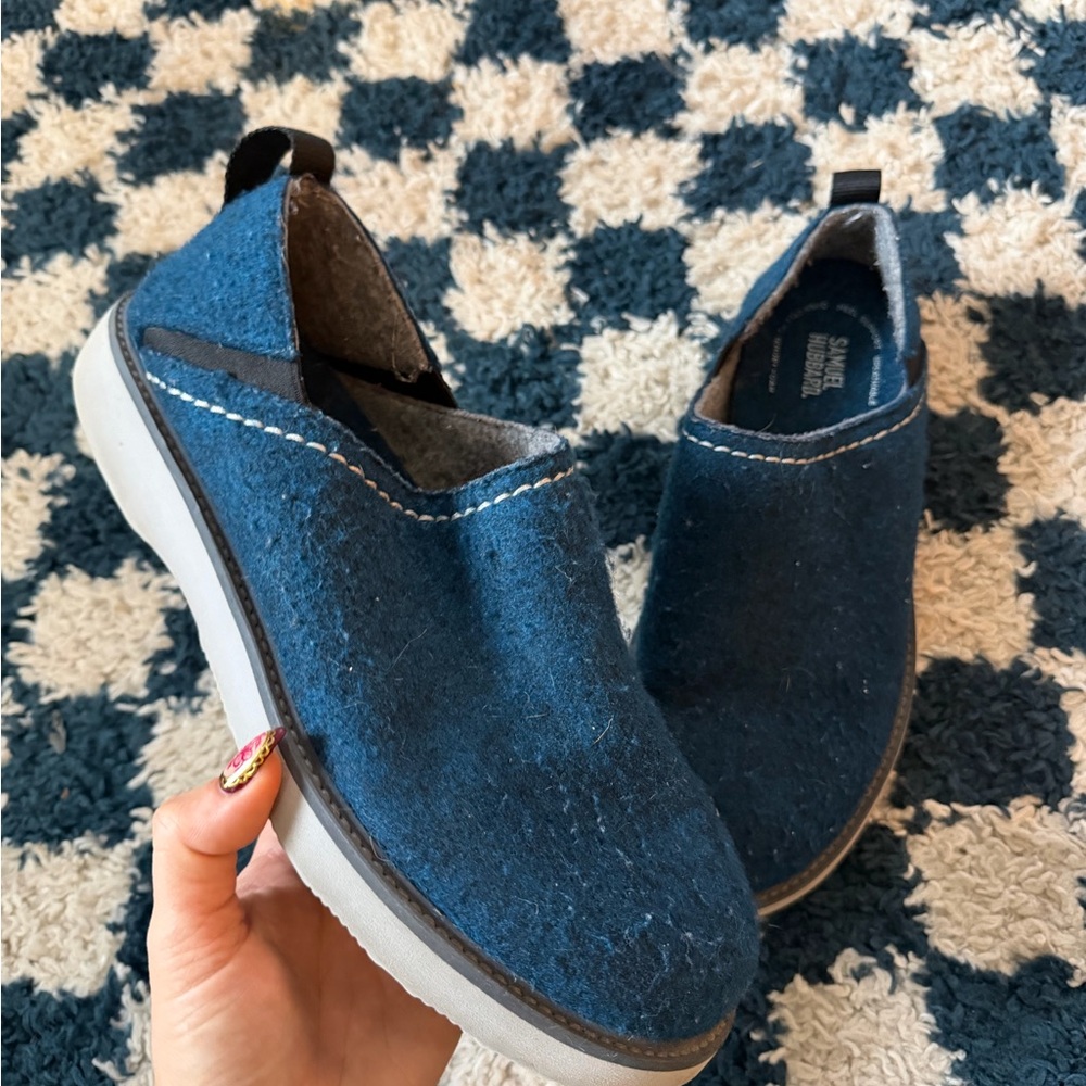 Samuel Hubbard Spring Back Royal Blue Felted Fleece Slip On Shoes Size 11